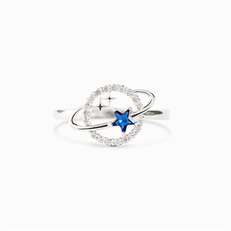 Zirkoon Crystal Planeet Ringen Voor Vrouwen Meisjes Universe Star Engagement Wedding Ring Esthetische Vinger Ring Vintage Sieraden
