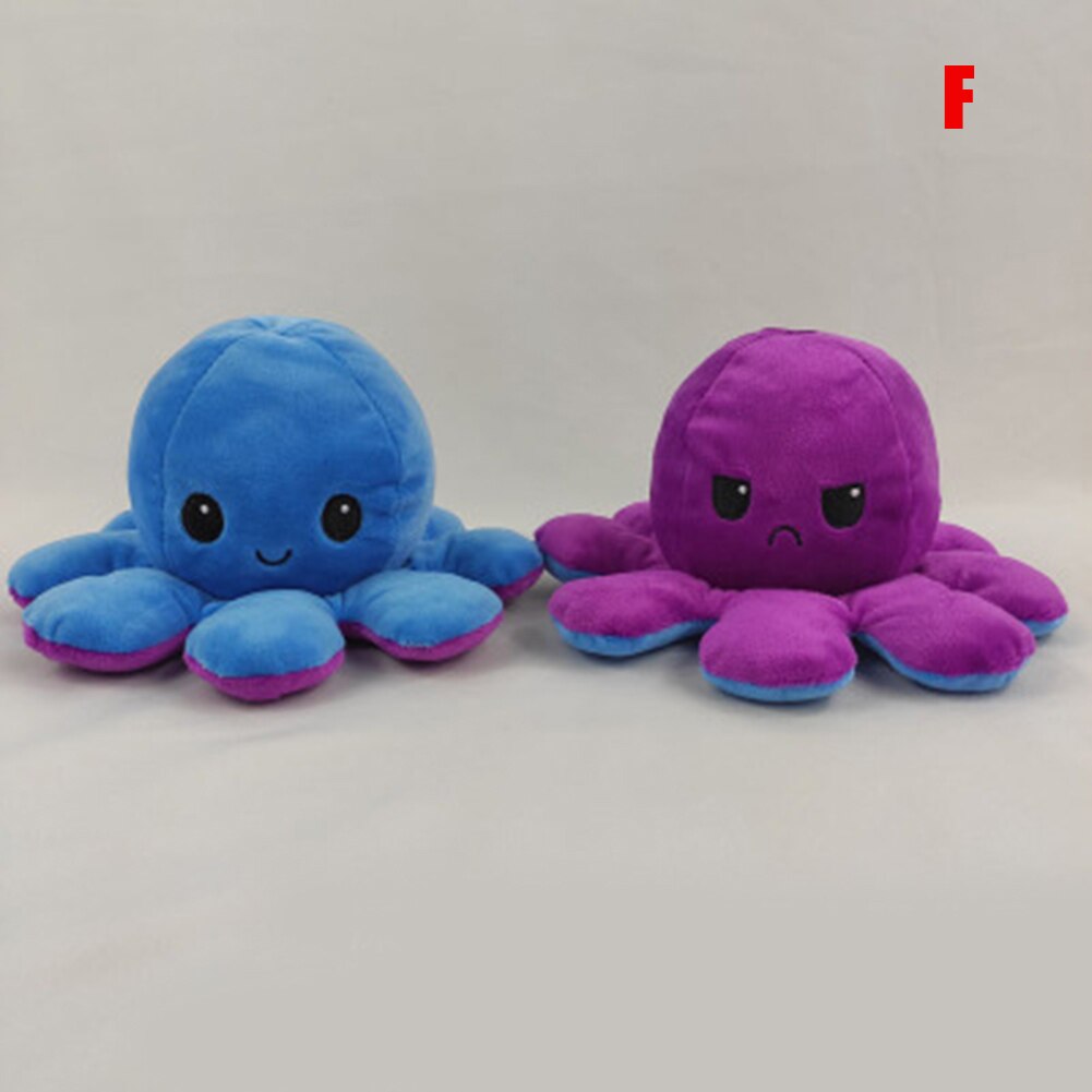 Cute Octopus Plush Toys Double-sided Flip Octopus Soft Reversible Stuffed Octopus for Kids Family Friends SCI8: f