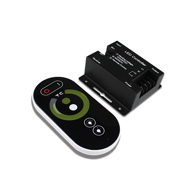 Farvetemperatur led controller lysdæmper  dc12-24v 12a 2 kanals trådløs touch rf fjernbetjening til kølig varm hvid led strip