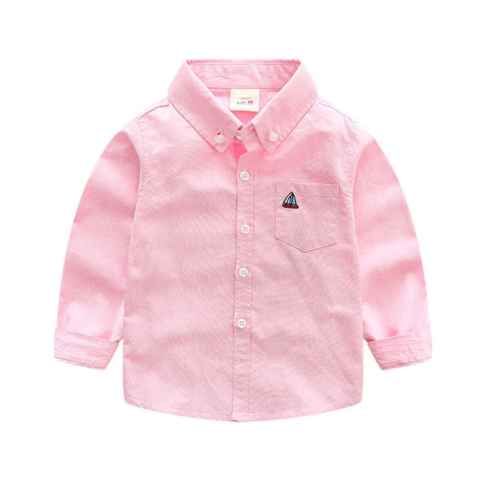 Long Sleeve White Baby Shirts Baby Boy Cotton Oxford Shirt Teenager Spring Boy Clothes Classic Tops Shirts Toddler Boy: Pink / 4T