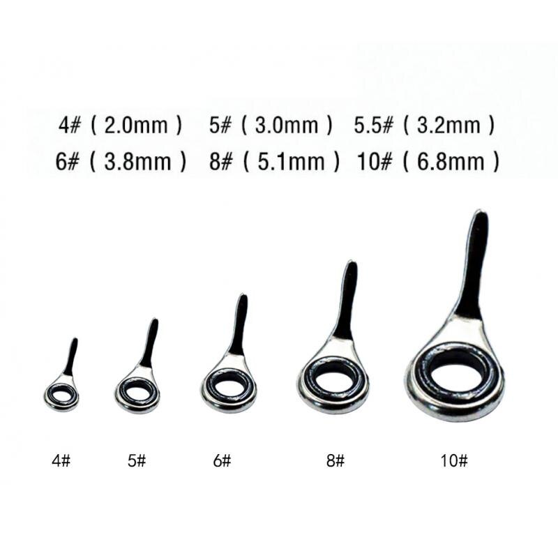 10 sztuk wędki przewodniki pierścienie żyłka przewodniki oczy zestawy 2/3/3. 8/5. 1/6. 8mm akcesoria wędkarskie Pesca 4 #5 #6 #8 #10 #