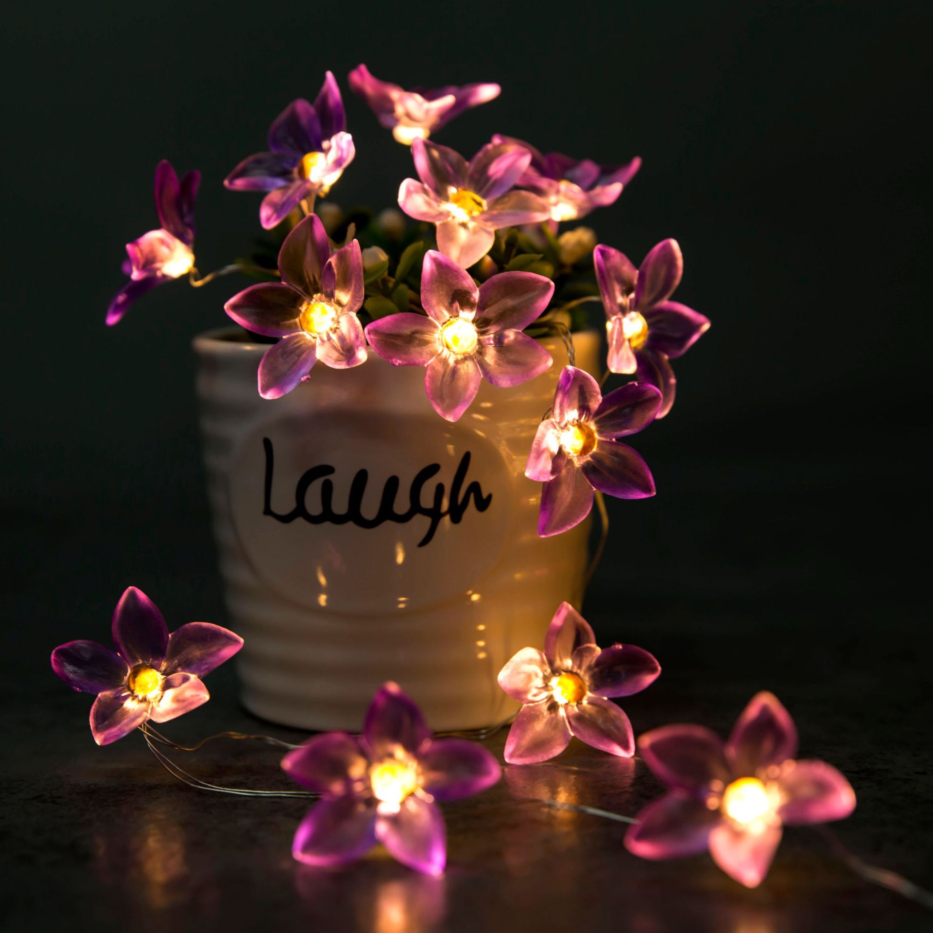 20 Led Purple Lily Copper Wire Battery Operated String Lights 2m LED Decoration For Christmas Garland On The Window Year