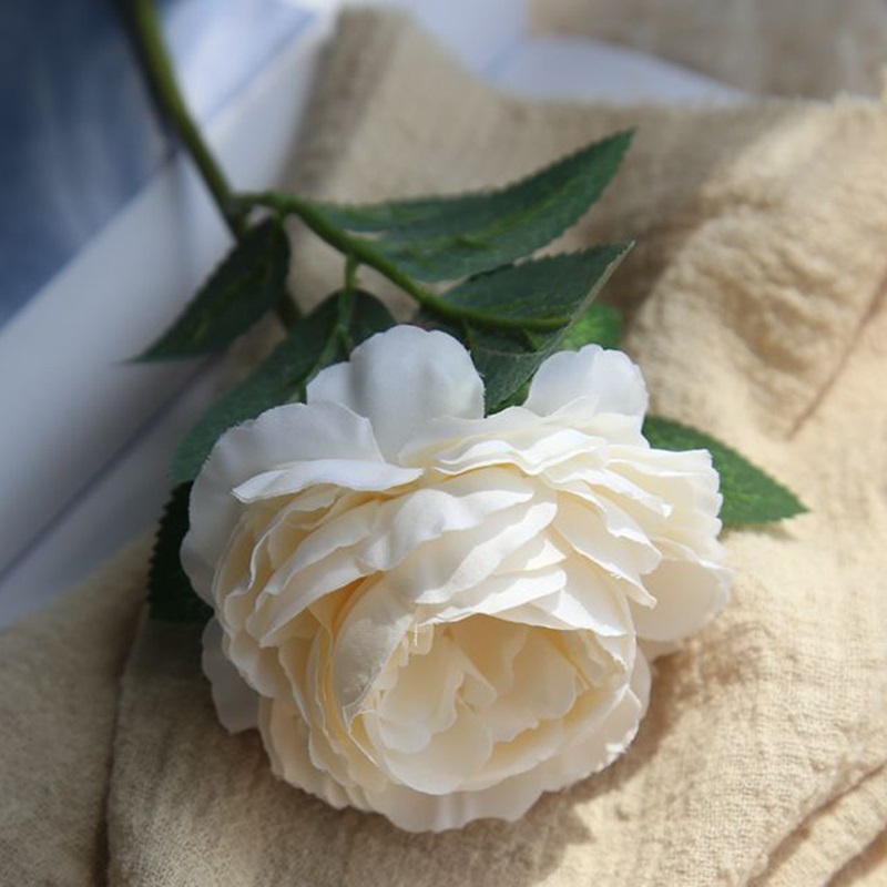 1 Hoofd/Boeket Pioen Kunstbloemen Zijde Pioen Boeket Zijdepioen Bruidsboeket Voor Bruiloft Decoratie Nep Bloem: White