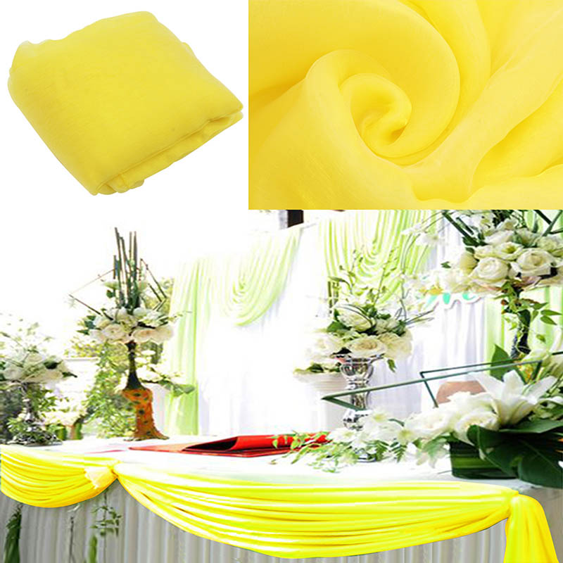 Tissu Organza avec ruban pur 10M x 1.35M | Couverture pour mariage, fournitures de décoration pour Banquet de mariage, célébrations d'hôtel: yellow