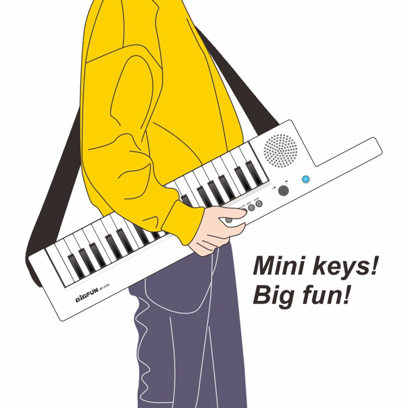 Guitarra recargable de 37 teclas, órgano electrónico, Mini teclado, Piano para niños con micrófono, Musical y correa para el hombro,