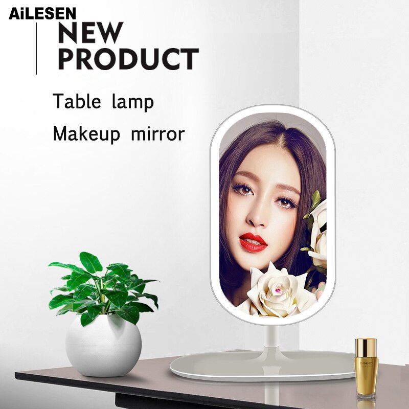 LED Touch Screen Lighted Makeup Mirror with LED Lights Touch Screen Dimmable 360 Degree Adjustable Table Mirror