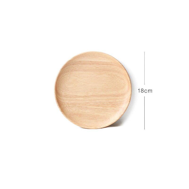 Whole Wood Lovesickness Wooden Tray Tableware Round Solid Wood Plate Dishes Saucer Tea Tray Dessert Dinner Plate Home Dinnerware: Round-18cm