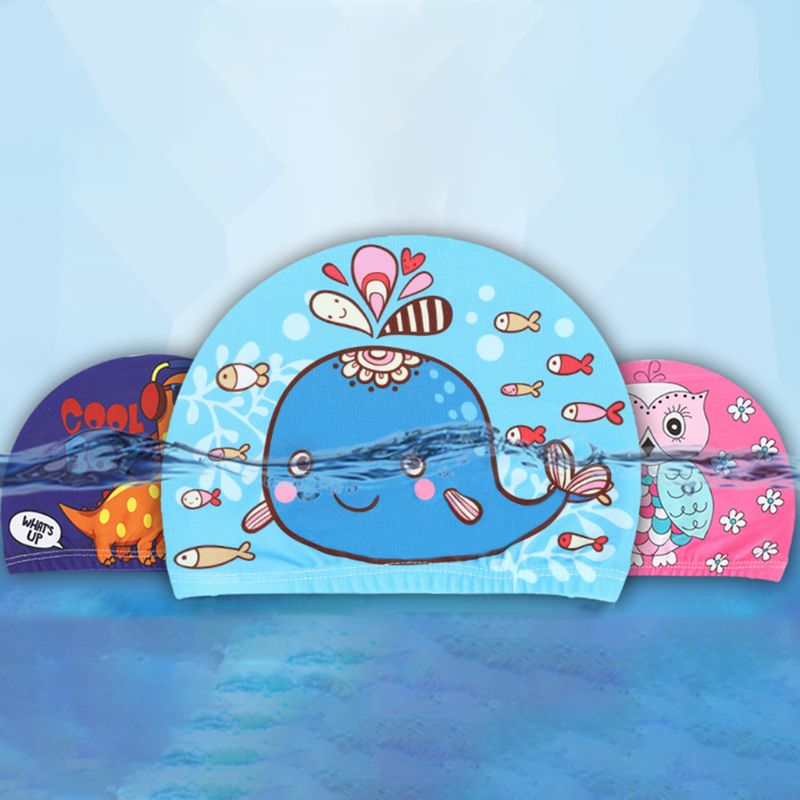 Gorros elásticos con estampado de dibujos animados para niños, deportivos, para piscina, para nadar
