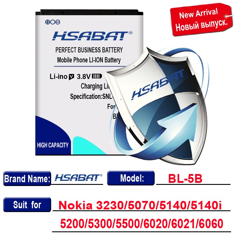 HSABAT Battery for Nokia BL-4B BL-4D BL-4C BL-4CT BL-4U BL-5B BL-5BT BL-5C BL-5CT BL-5J BP-5M BP-6X BL-6Q BLC-2 BLD-3 BLB-2