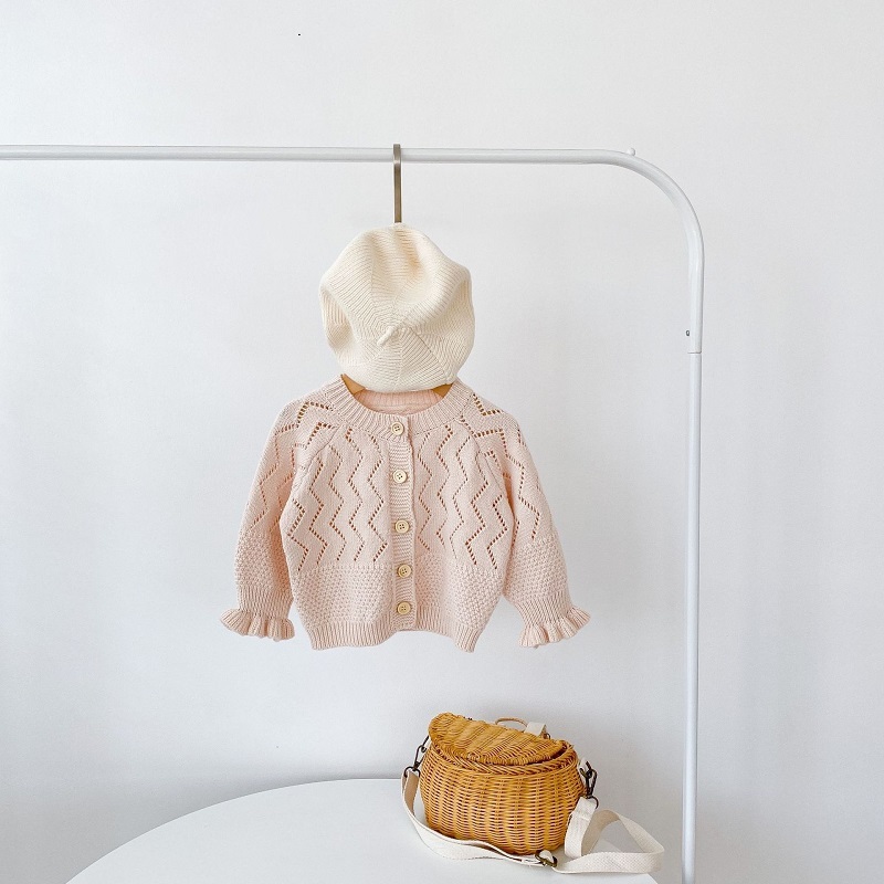 Lente Herfst Pasgeboren Baby Meisje Kleding Toevallige Trui Effen Baby Vest Hollow Out Baby Knit Jumper Zoete Свитер