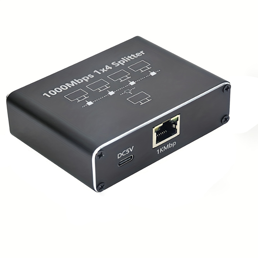 Adaptador de Extensão Gigabit Ethernet RJ45, Conector de Rede 1000Mbps, Divisor de LAN 1 para 2/3/4 para Roteador e Laptop: Preto
