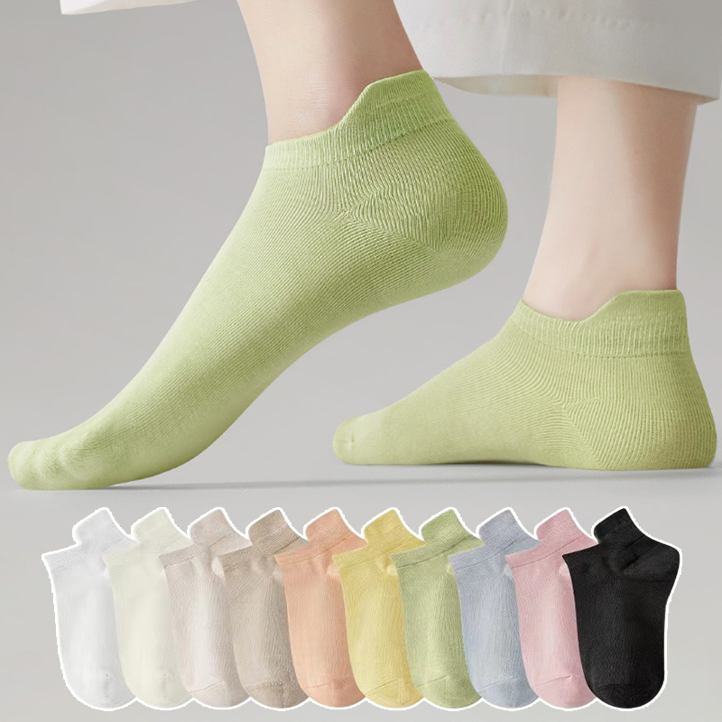 10pieces=5 Pairs Women Socks Casual Breathable Ankle Sock Summer Low Cut Cotton Thin Short Elastic Sox calcetines