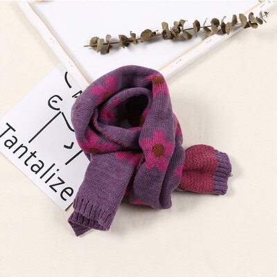 Foulard doux tricoté pour bébé fille, écharpe à fleurs, couleur bonbon, châle plus , Style coréen, collection automne et hiver: Purple