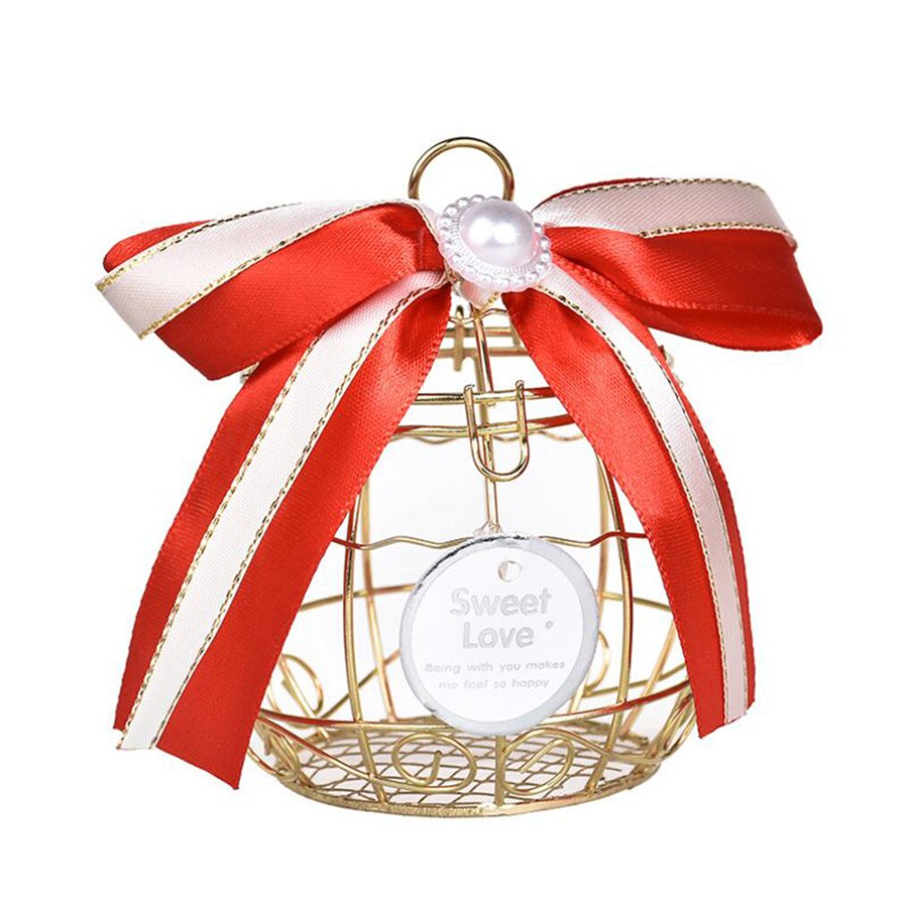 Bird Cage Candy Box Hollow Bird Cage Wedding Party Box Container Tinplate Candy Chocolate Boxes #82338: F