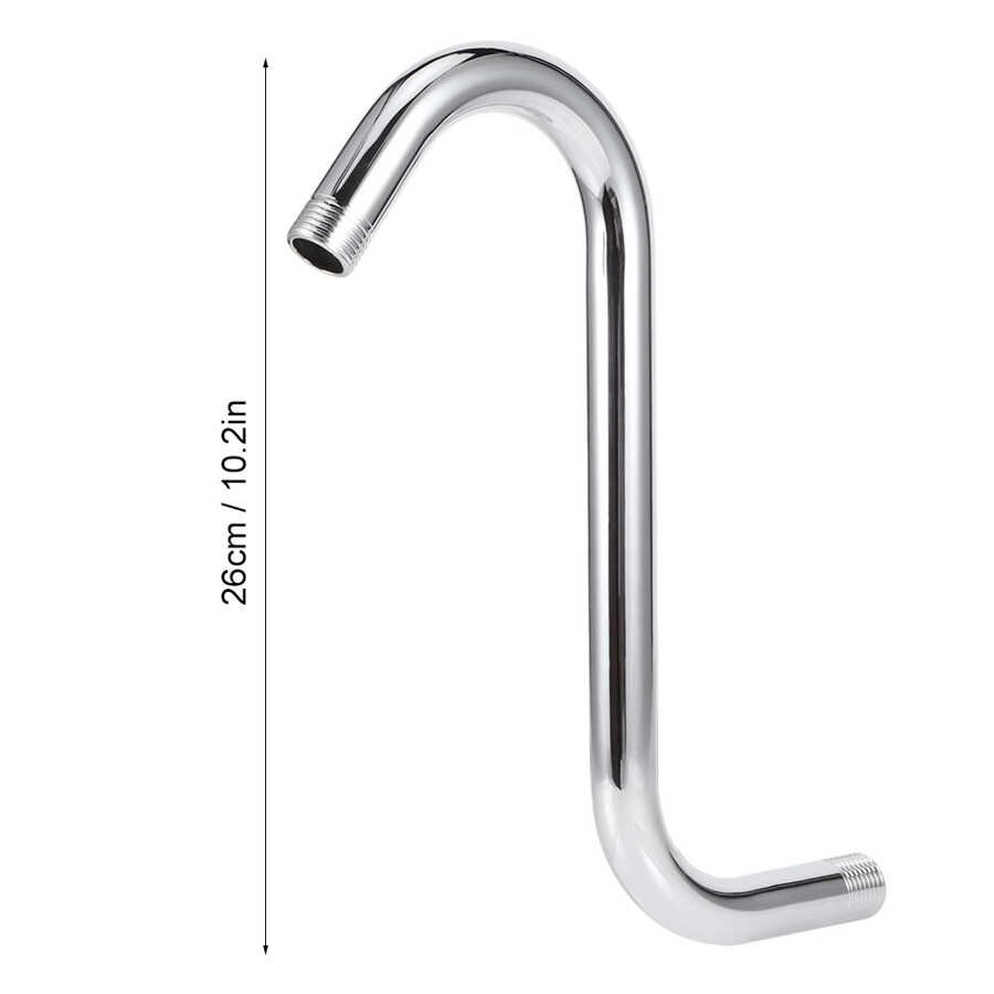 S-Shaped Gooseneck Shower Arm Electroplate Stainless Steel Shower Head Sprayer Bracket Bathroom Hardware Accessories 26cm