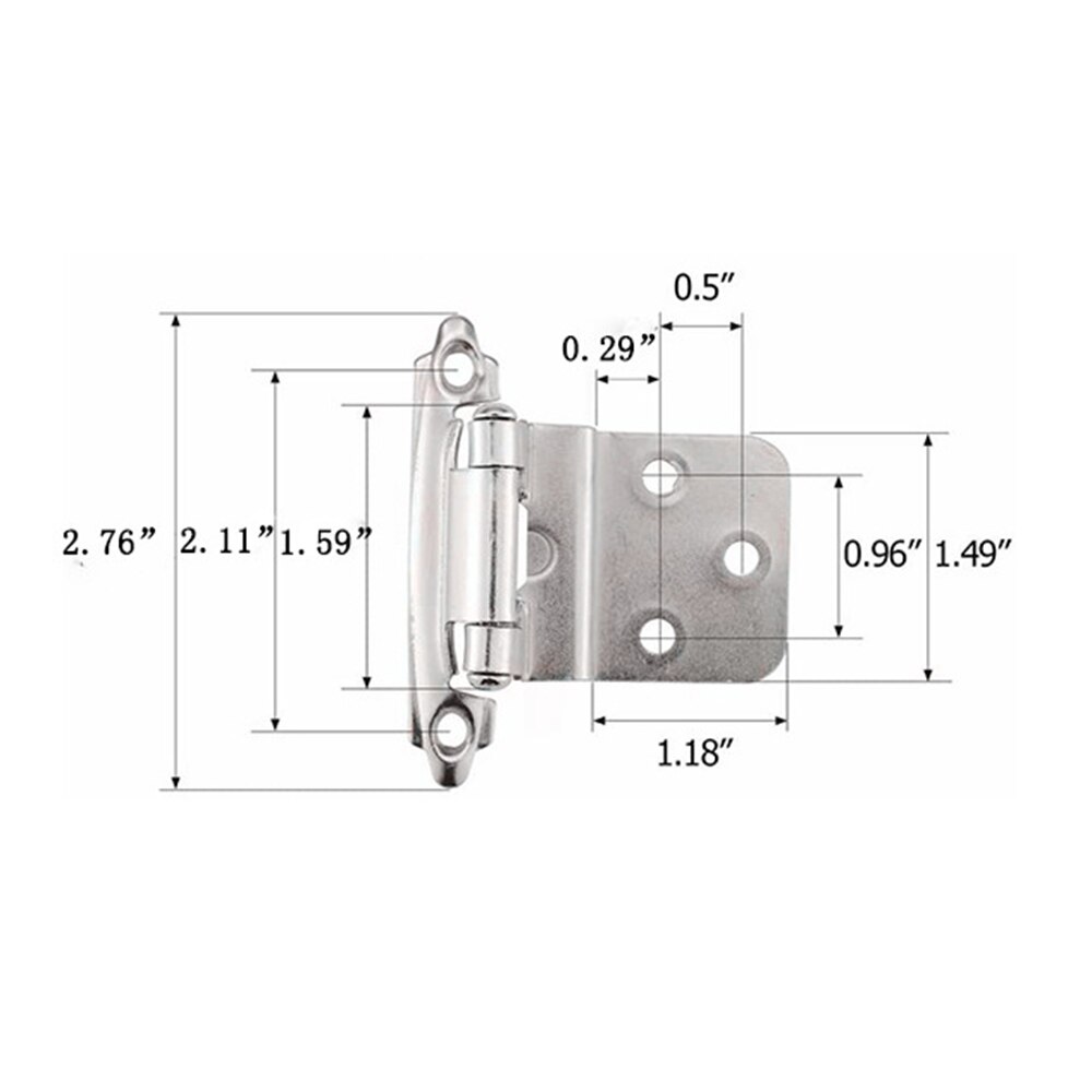 2pcs 3/8" Overlay Cabinet Door Hinges Flush Cabinet Hinges Matte Black American Style Self-closing Hinge