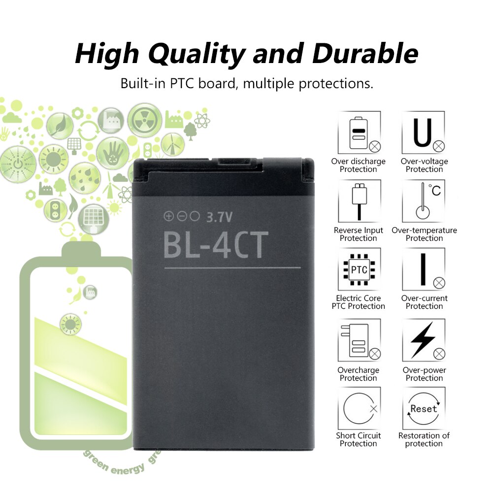 100% bl-4ct Original battery for nokia 5310 2720a 3720 6600f 7310c 6700s 7230 x3 replacement Li-ion Battery