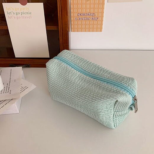 Estuche de lápices de gran capacidad para niñas, bolsa de almacenamiento de papelería para estudiantes, bonita bolsa de cosméticos de oso Kawaii, bolsa de papelería coreana: Green