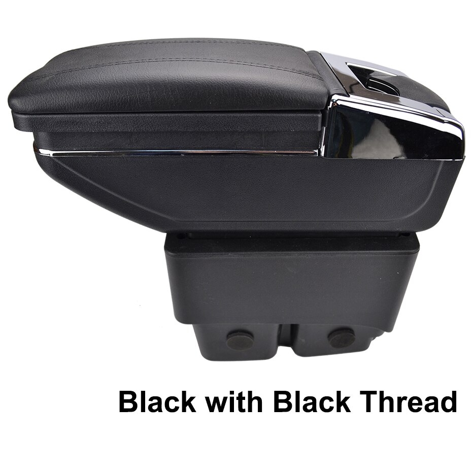 For Ford Fiesta Center Centre Console Storage Box Armrest Arm Rest Rotatable: Black thread