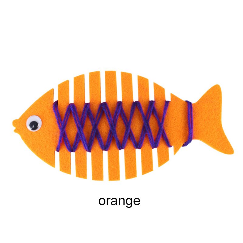 1 stk sød lille fisk gør-det-selv-materiale børnehave-barn forsyninger tidlig uddannelse miljøvenligt håndlavet ikke-vævet puslespil: Orange