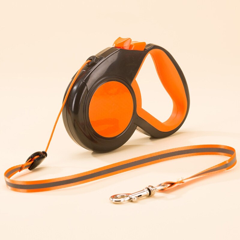 Correas de perro retráctiles automáticas nylon ABS caminar correr de noche correa reflectante para perros pequeños medianos grandes 3 M 5 M 8 M: orange / 5M pet weight 20 kg