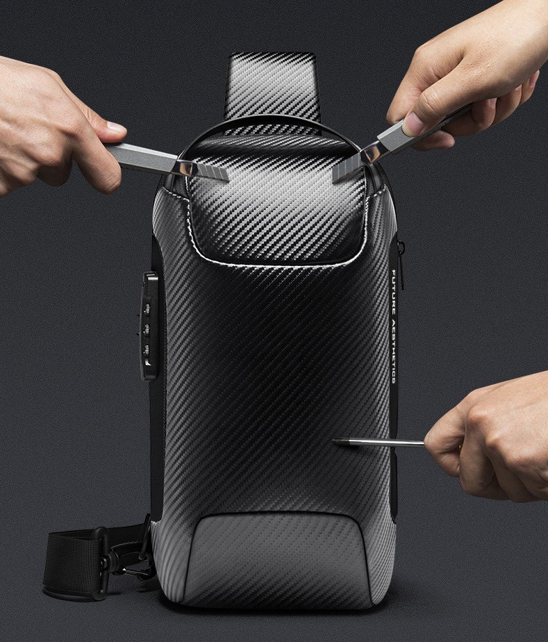 Upgrade Carbon Fiber Streamline Anti-Theft Sling Bag Multifunction Men Chest Bag Male Waterproof Messenger USB Crossbody Bag