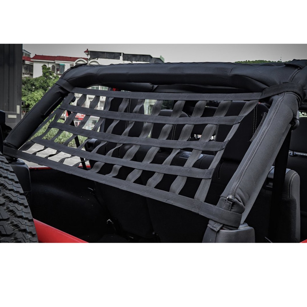 1pc Zwarte Auto Dak Achter Bagagenet Mesh Opslag Voor Jeep Wrangler TJ JK Apparatuur