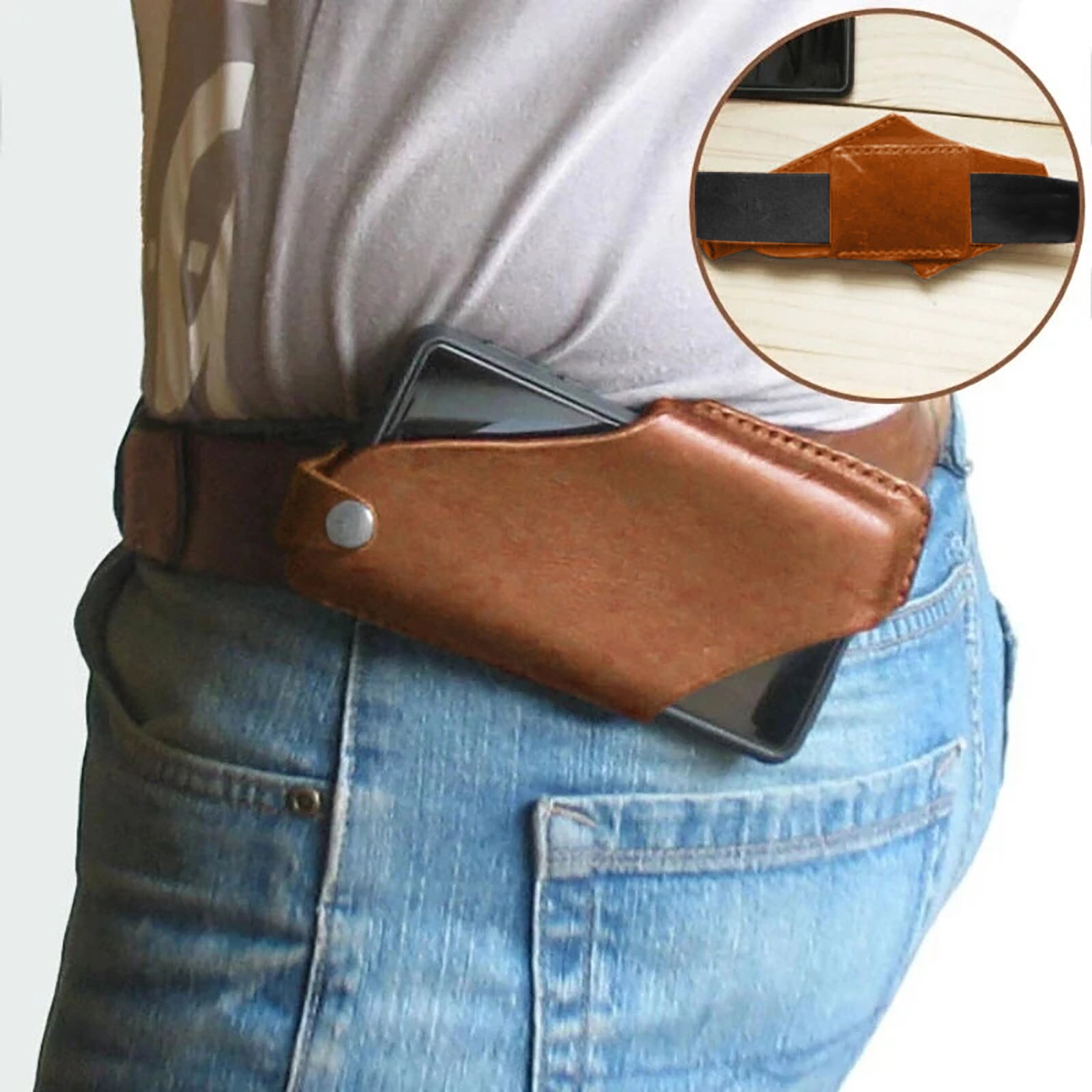 Vrouwen Mannen Mobiel Loop Holster Case Riem Taille Tas Rekwisieten Kunstmatige Lederen Tas Telefoon Portemonnee Pocket Outdoor Unisex Tas: Brown  S