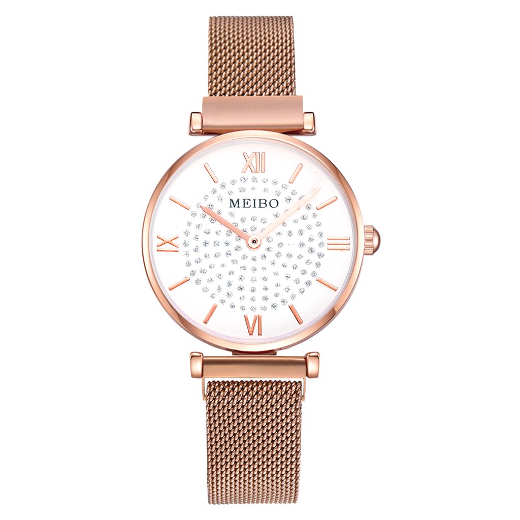 Luxe dameshorloges met strass, roségouden magnetische dameshorloges voor dames, armbandhorloge, damesklok, relogio feminino