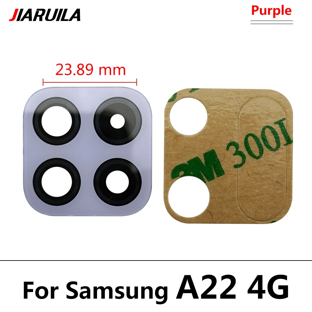 10 Stks/partij, achter Terug Camera Glazen Lens Voor Samsung A22 4G A225F / A22 5G A226B Camera Glas Met Lijm lijm: A22 4G Purple