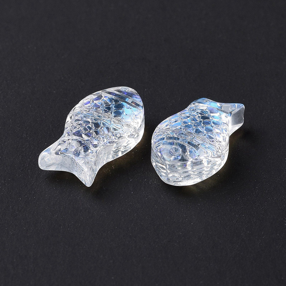 8x15mm Small Fish Shape Handmade Colorful Glass Loose Beads For Jewelry Making Diy Earring Bracelet Necklace 20pcs: Silver
