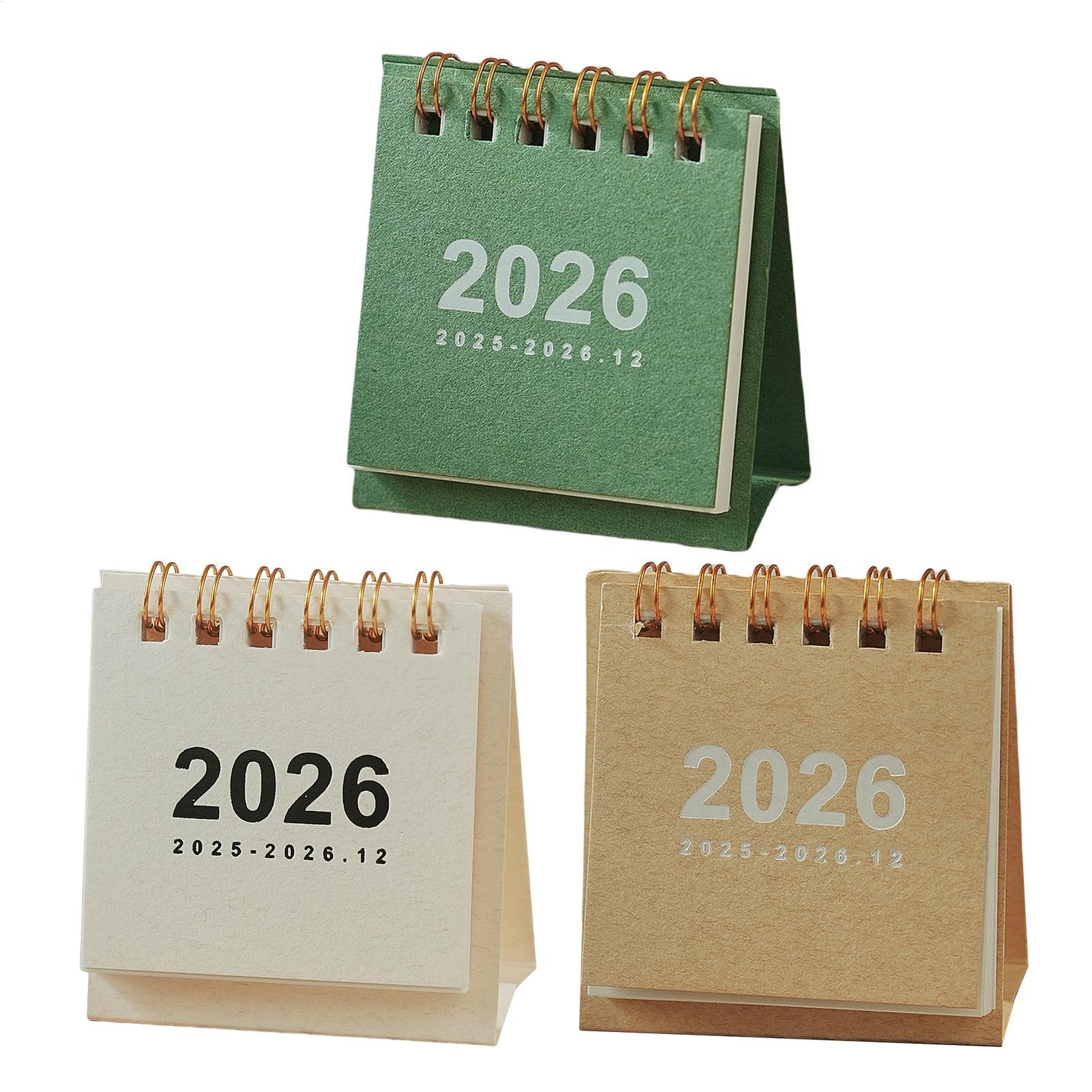 2025-2026 bureaukalender, van mei 2025 tot december 2026, kleine kalender van 20 maanden, 6,5x7x3cm papieren kleine bureaukalender kalender