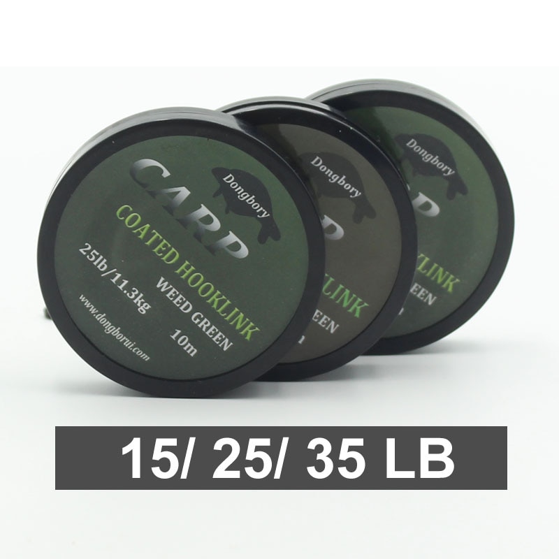 10M Carp Fishing Line Coated Hook Link Hair Rig Hooklink Rigging Line Quick Sinking Carp Coated Wire Carp Tackle Line 15/25 35LB