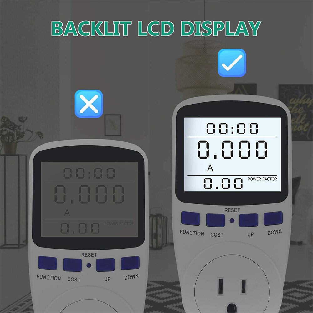 Digital LCD Energy Meter Wattmeter Socket Wattage Kwh Energy Meter Wattmeter Energy Meter Watt Cost Monitor Power Analyzer