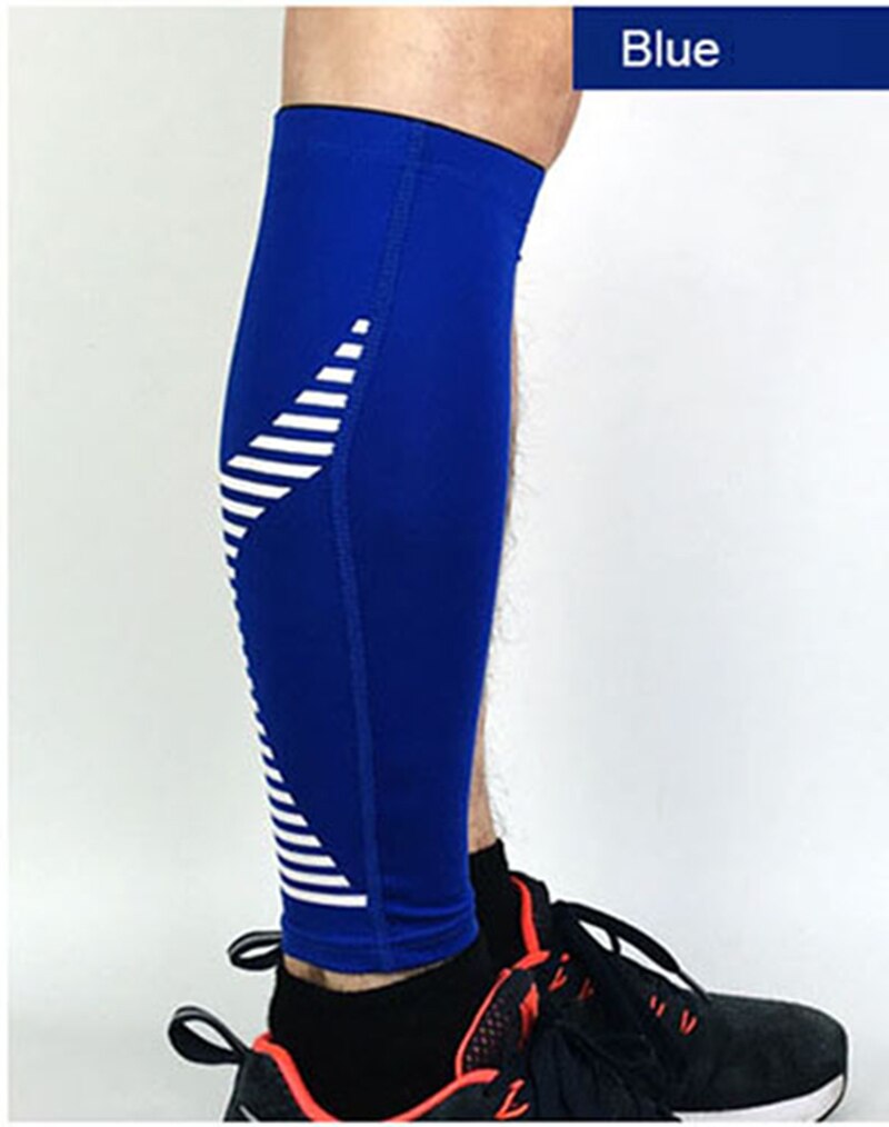 1PCS Cycling Running Leg Compression Sleeves Calf Non-slip Breathable Yoga Tennis Football Shin Guards Sports Safety 5 Colors: Blue / XL