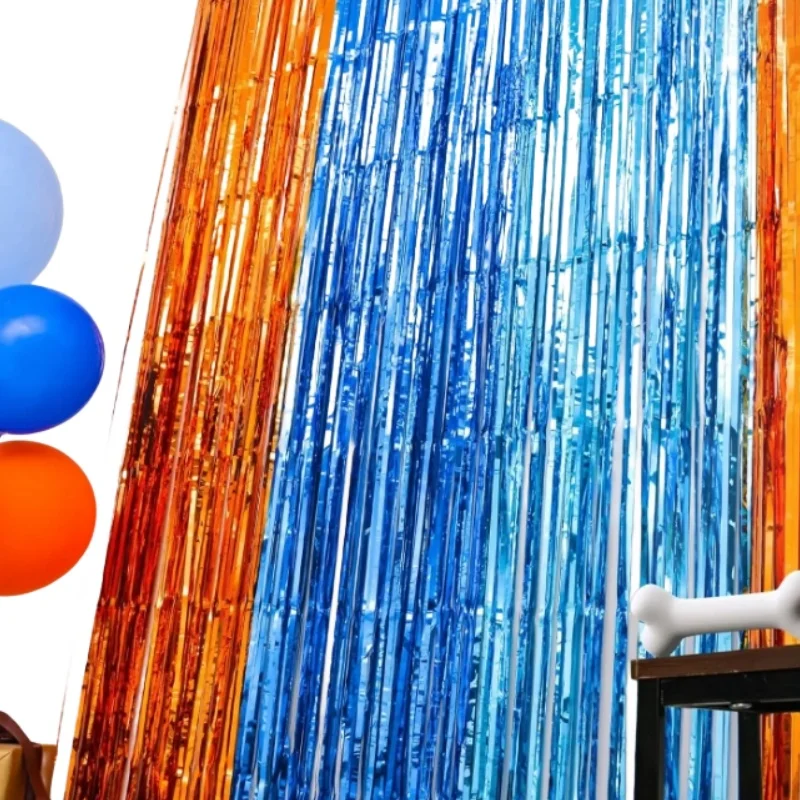 Laranja azul cão folha franja cortinas festa de aniversário suprimentos pano de fundo para sereia sob o mar tema gênero revelapharty decoração