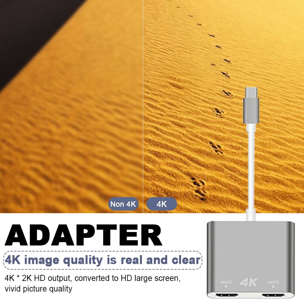 Spil av usb c til dobbelt hdmi adapter præsentation 2 in 1 type-c hd møde display konverter flere tilstande 4k 60hz til windows