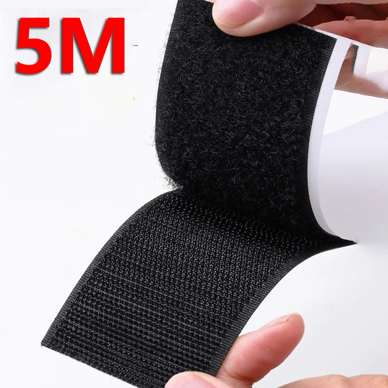 5M Reusable Self-adhesive Hook and Loop Fastener Tape Magic Nylon Sticker Strips with Glue for DIY Craft Accessories Black White: 25mm / antique silver