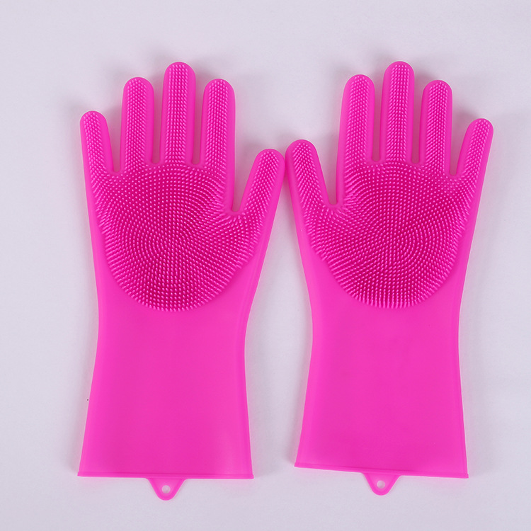 2 pièces multifonction Silicone gants de nettoyage magique Silicone vaisselle gants de lavage pour cuisine ménage Silicone gants de vaisselle: Rouge