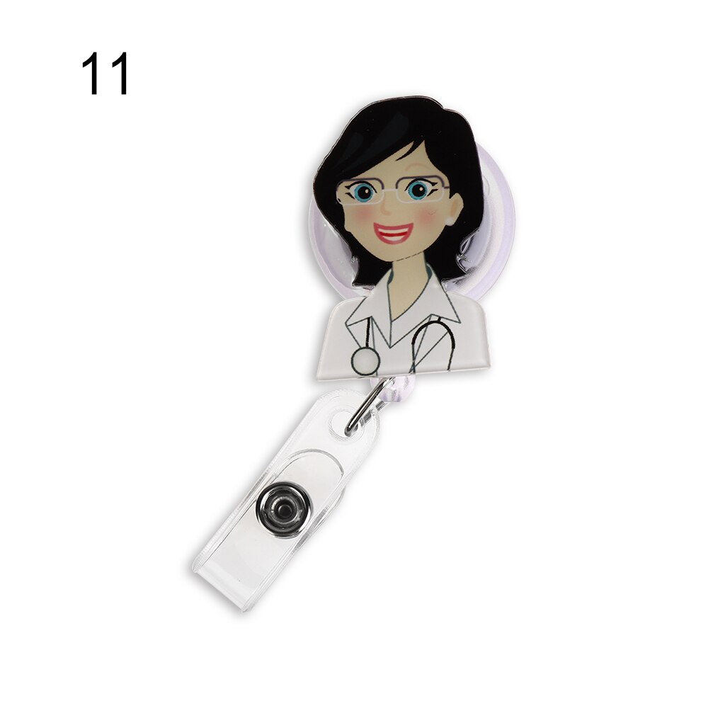 Una unidad de Mini insignia retráctil de dibujos animados, cordón para el carrete de Clip de enfermera, Tarjeta De Nombre de identificación, soporte, Clip, patrón de estudiante, insignia de enfermera, Clip: 11