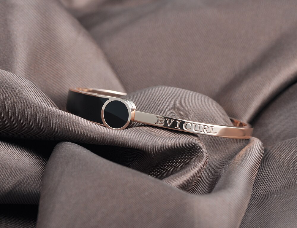 AENINE Shell Clássico Preto Faixas de Casamento Do Aço Inoxidável da Cor do Ouro Cuff Pulseiras Pulseiras Pulseiras Jóias Para Mulheres AB17003