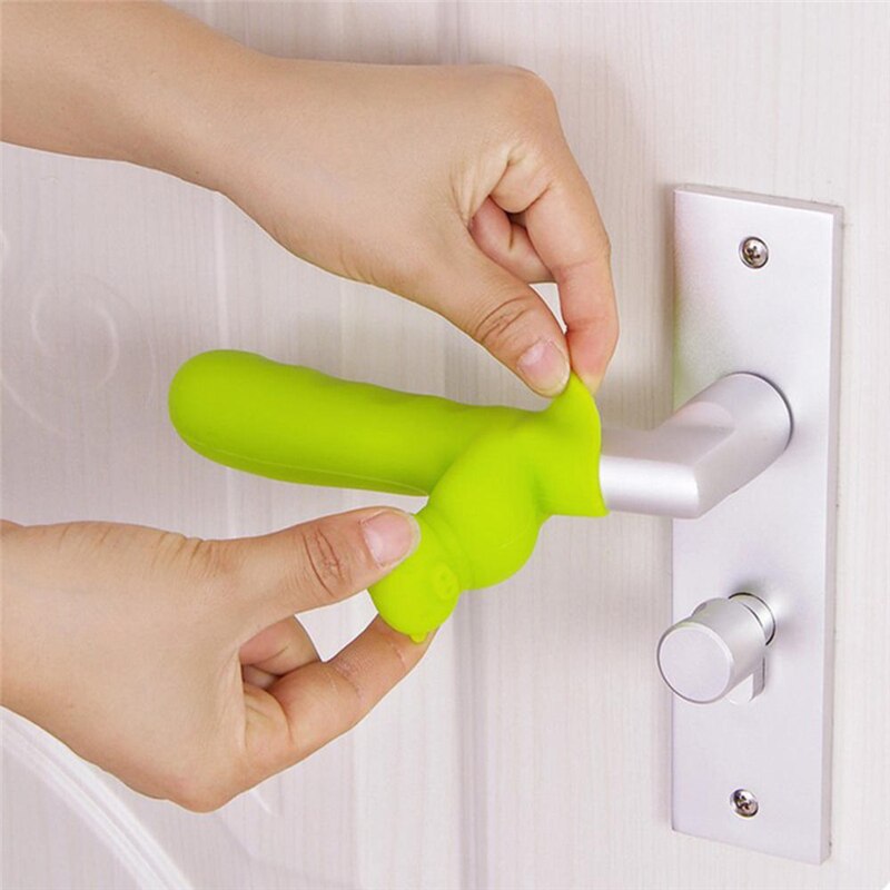 Cartoon Varken Vorm Elastische Kamer Deurklink Siliconen Mouwen Baby Kind Crash Bescherming Suite Deur Pull Handvat Handschoenen Protector