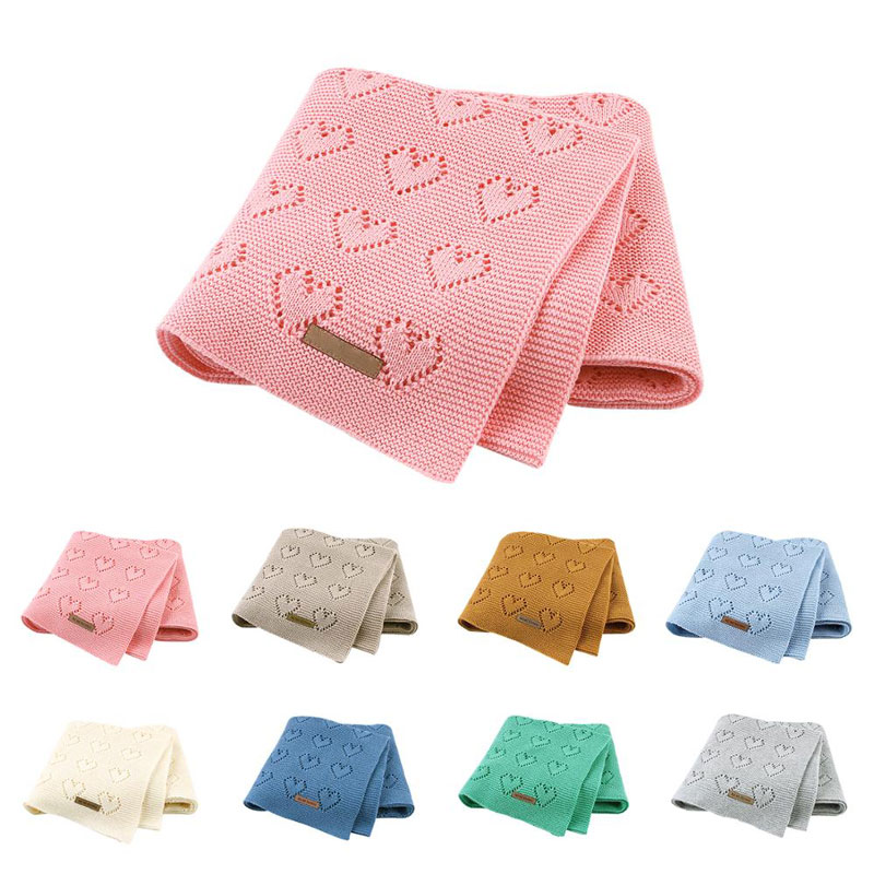 Katoen Gebreide Baby Dekens Pasgeboren Voor Jongens Meisjes Kids Deken Kinderwagen Beddengoed Quilts Wrap Baby Mousseline Swaddle100 * 80 Cm