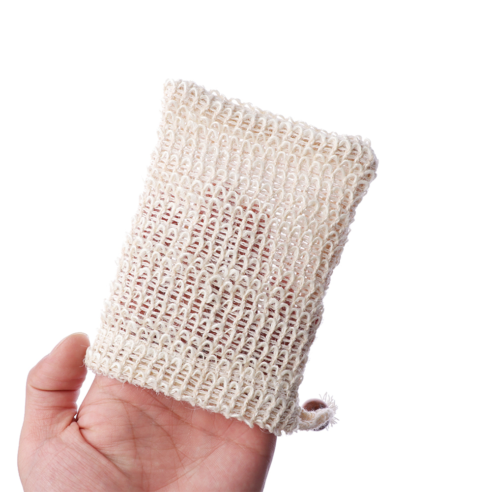 Soap Bag Ramie Shower Exfoliator Sponge Pouch Drawstring Hanging Soap Mesh Bag Foaming Net