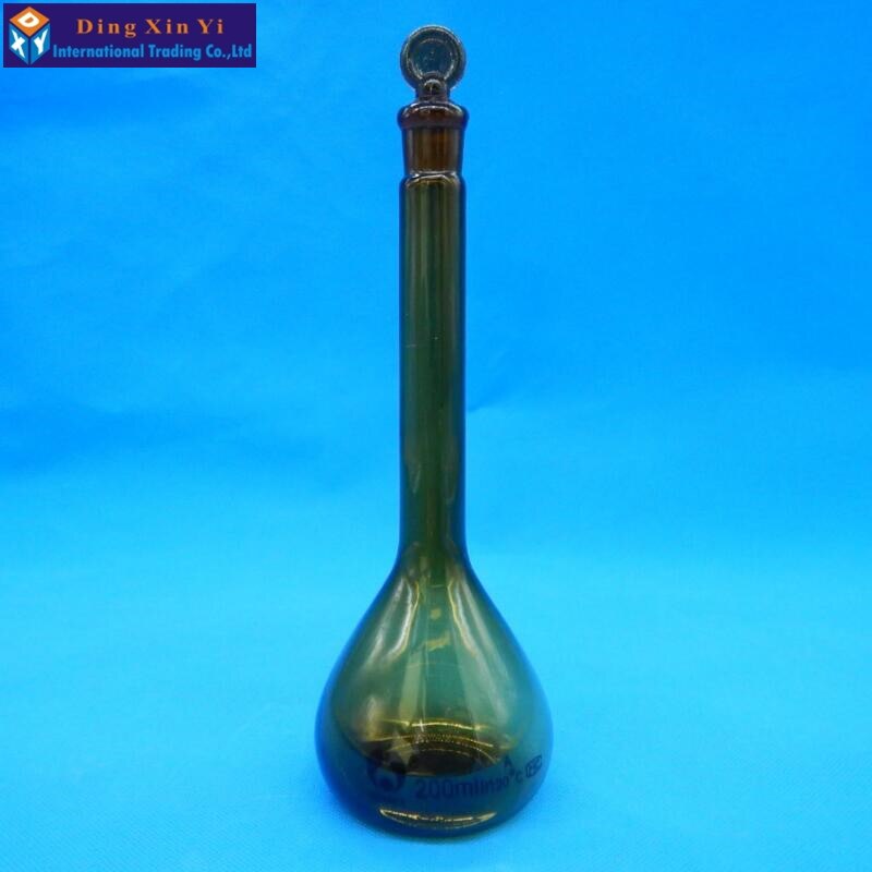200ml brown volumetric flask Constant volume bottle flint glass brown flask volumetric Laboratory volumetric flask