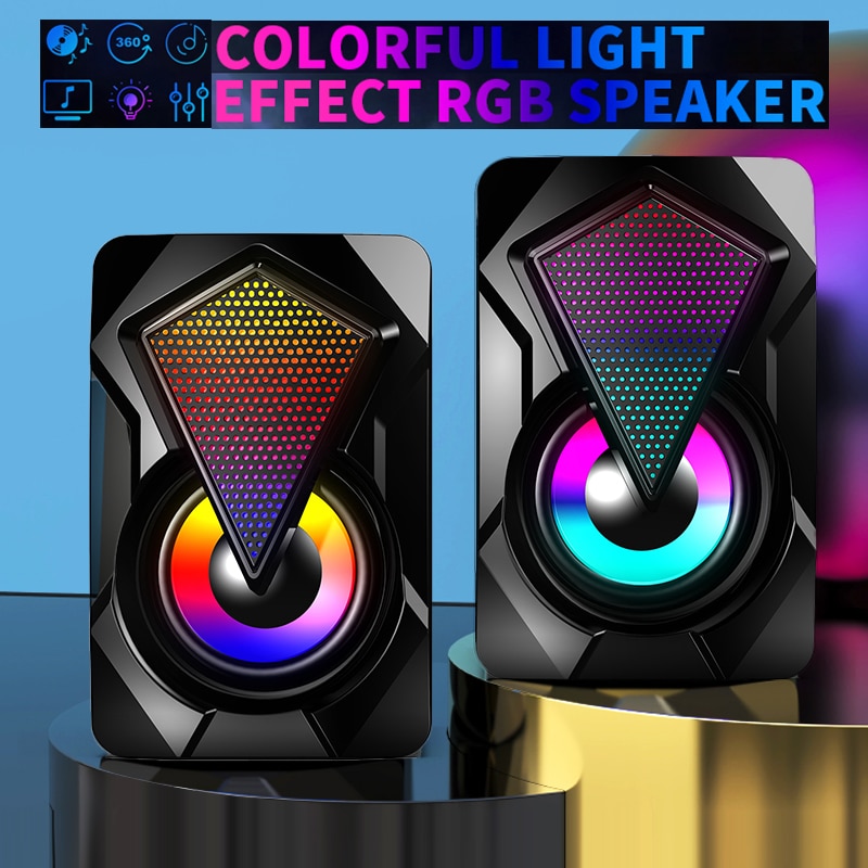 Usb Bedrade Computer Speakers Kleurrijke Verlichting Effect Rgb Krachtige Subwoofer Desktop Speakers Voor Pc Laptop Computer Gamers