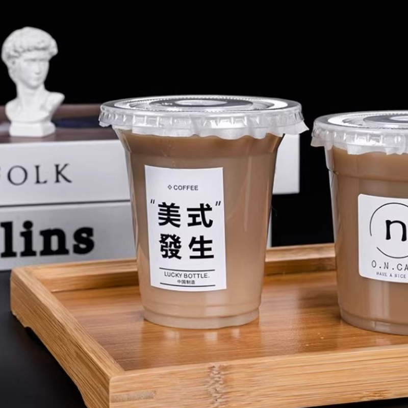 Taza de té de la leche desechable de Material PET, vasos de plástico transparente para bebidas frías, vasos comerciales, vaso de café americano helado grueso