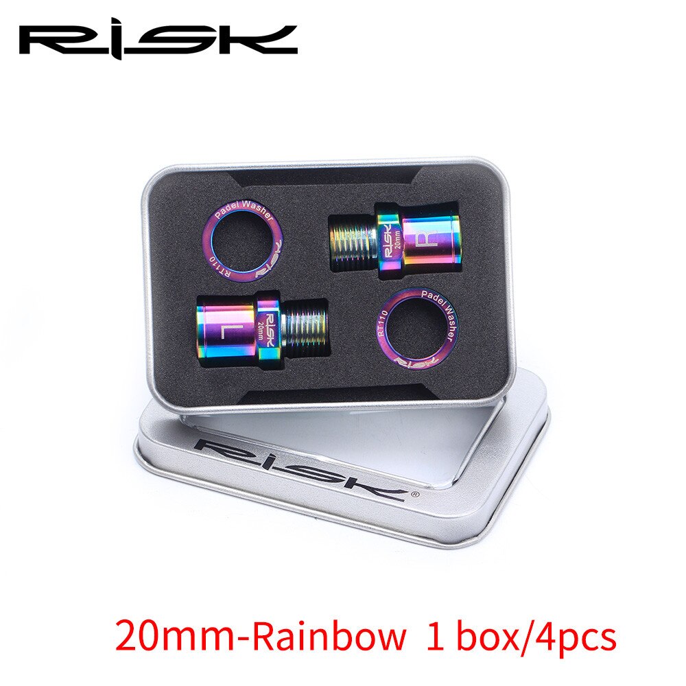 RISIKO Fahrrad Pedal Verlängerung Achse Verlängerung Abstandshalter Unterlegscheibe MTB Konverter Berg Rennrad Adapter Titan Legierung Schraube Ti Schrauben: 20mm Regenbogen einstellen