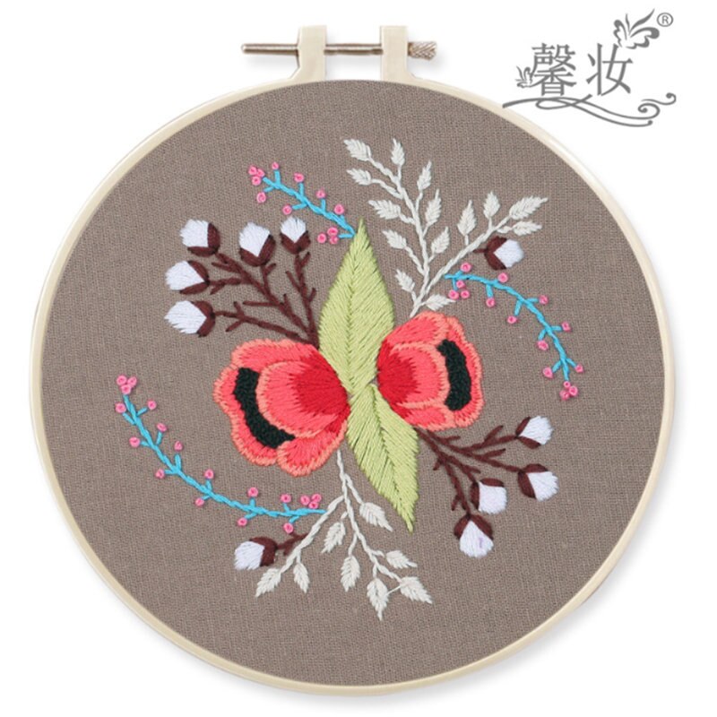 Conjunto de cintas bordadas DIY con flores de estilo europeo para principiantes, Kit de costura de cobertizo bordado, artesanía de punto de cruz, decoración cosida a mano: B