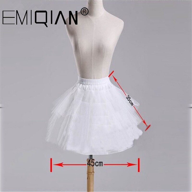 Jupon court 3 couches, sans capuche, robe de cérémonie, Crinoline pour fille à fleurs, sous-jupe de mariage: WHITE